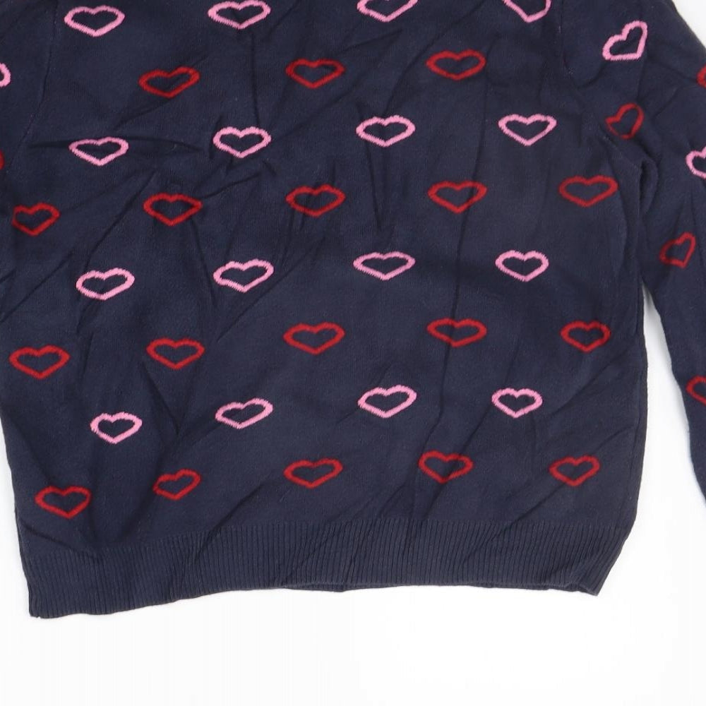 Topshop Womens Blue Geometric  Pullover Jumper Size 8