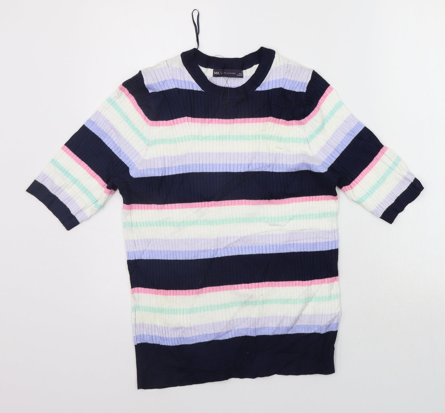 Marks and Spencer Womens Multicoloured Striped  Pullover Jumper Size 14
