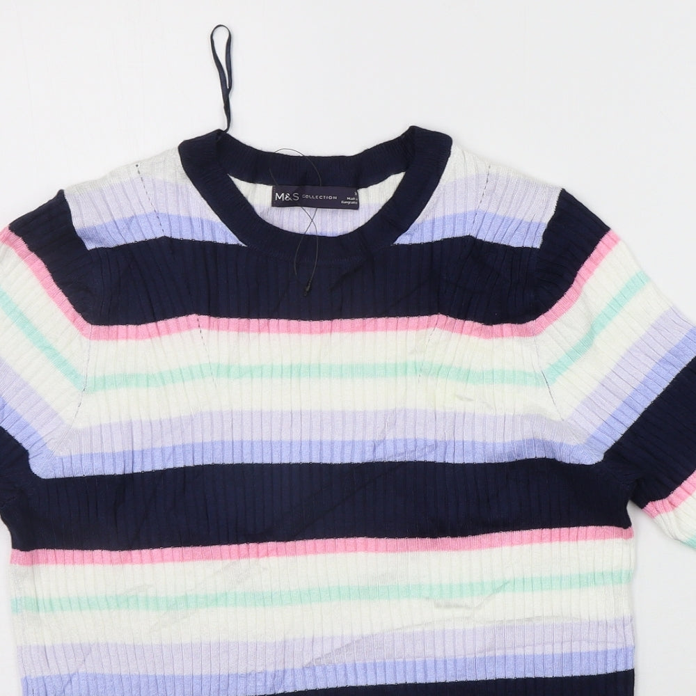 Marks and Spencer Womens Multicoloured Striped  Pullover Jumper Size 14