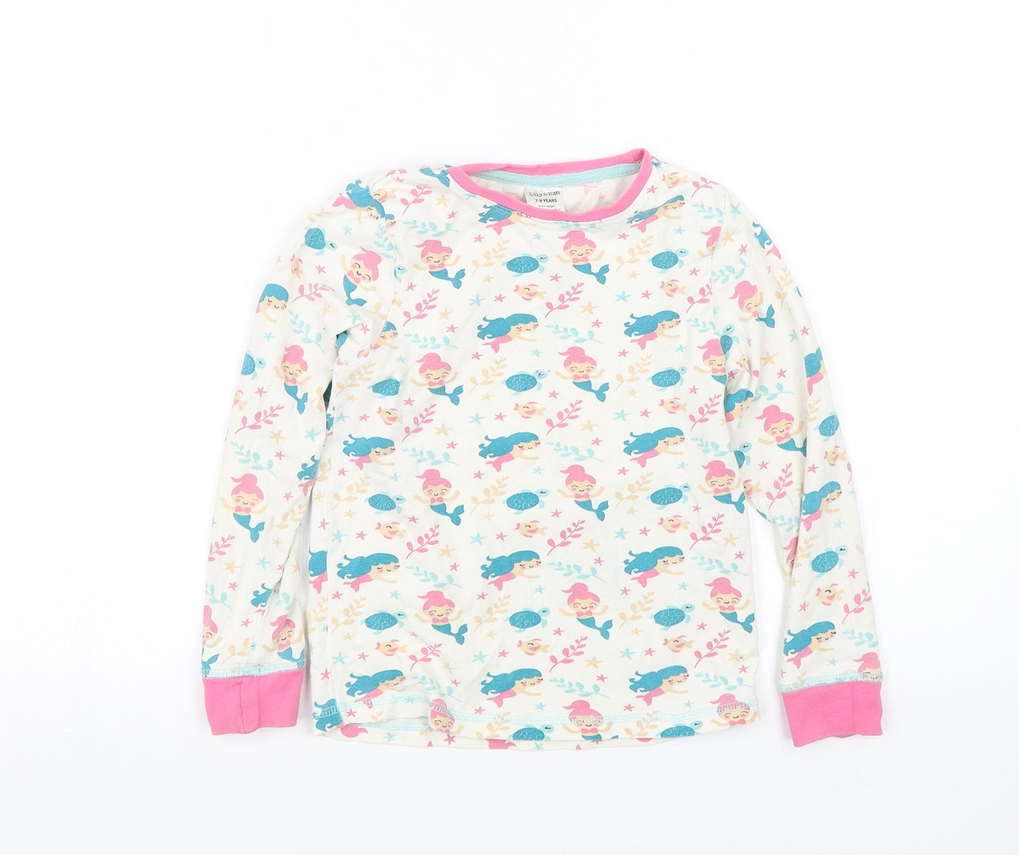 Lily and Dan Girls White Floral  Top Pyjama Top Size 7-8 Years  - Mermaids