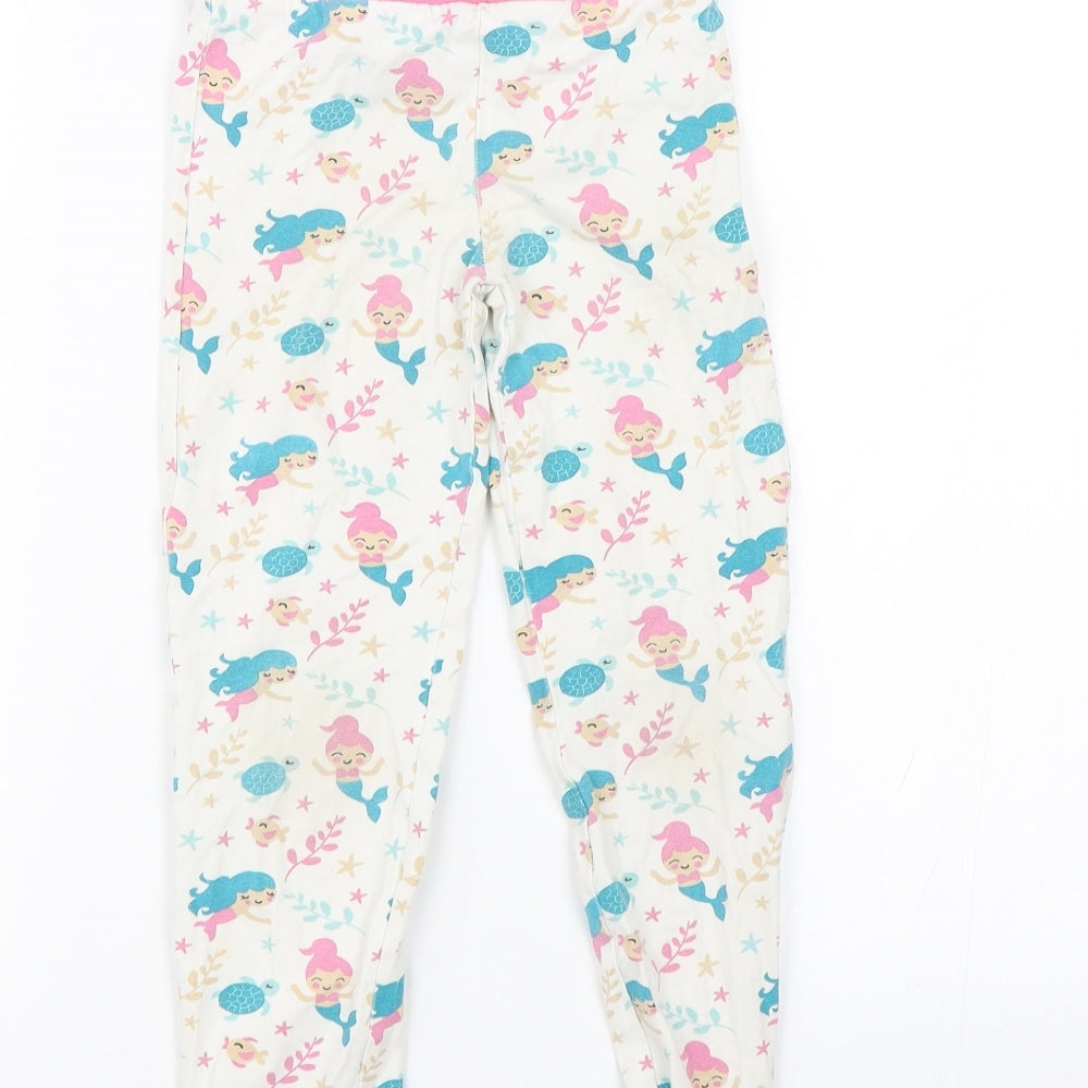 Lily & Dan Girls White Floral   Pyjama Pants Size 7-8 Years  - mermaids