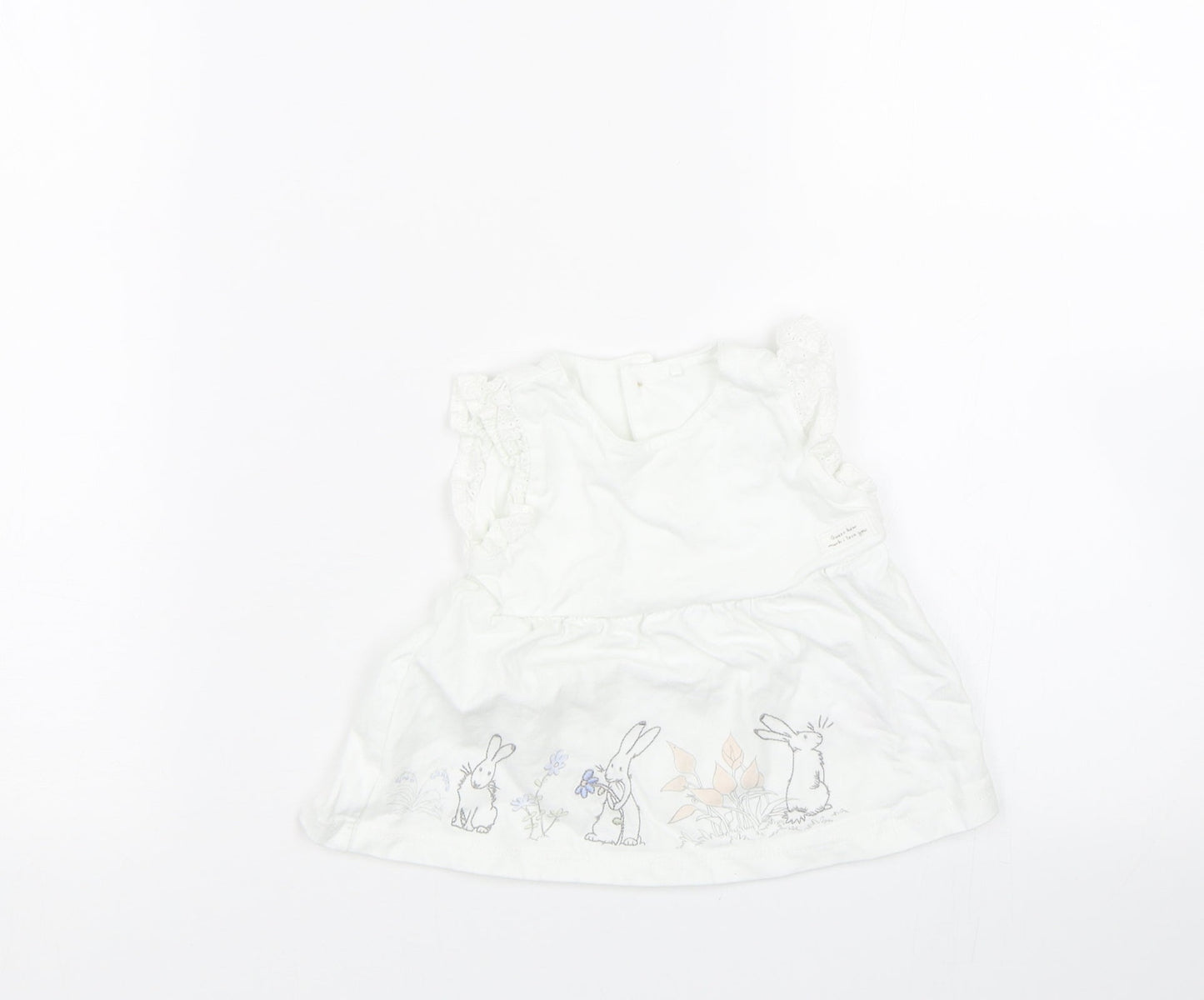 TU Girls White   Tank Dress  Size 3-6 Months  - Rabbits