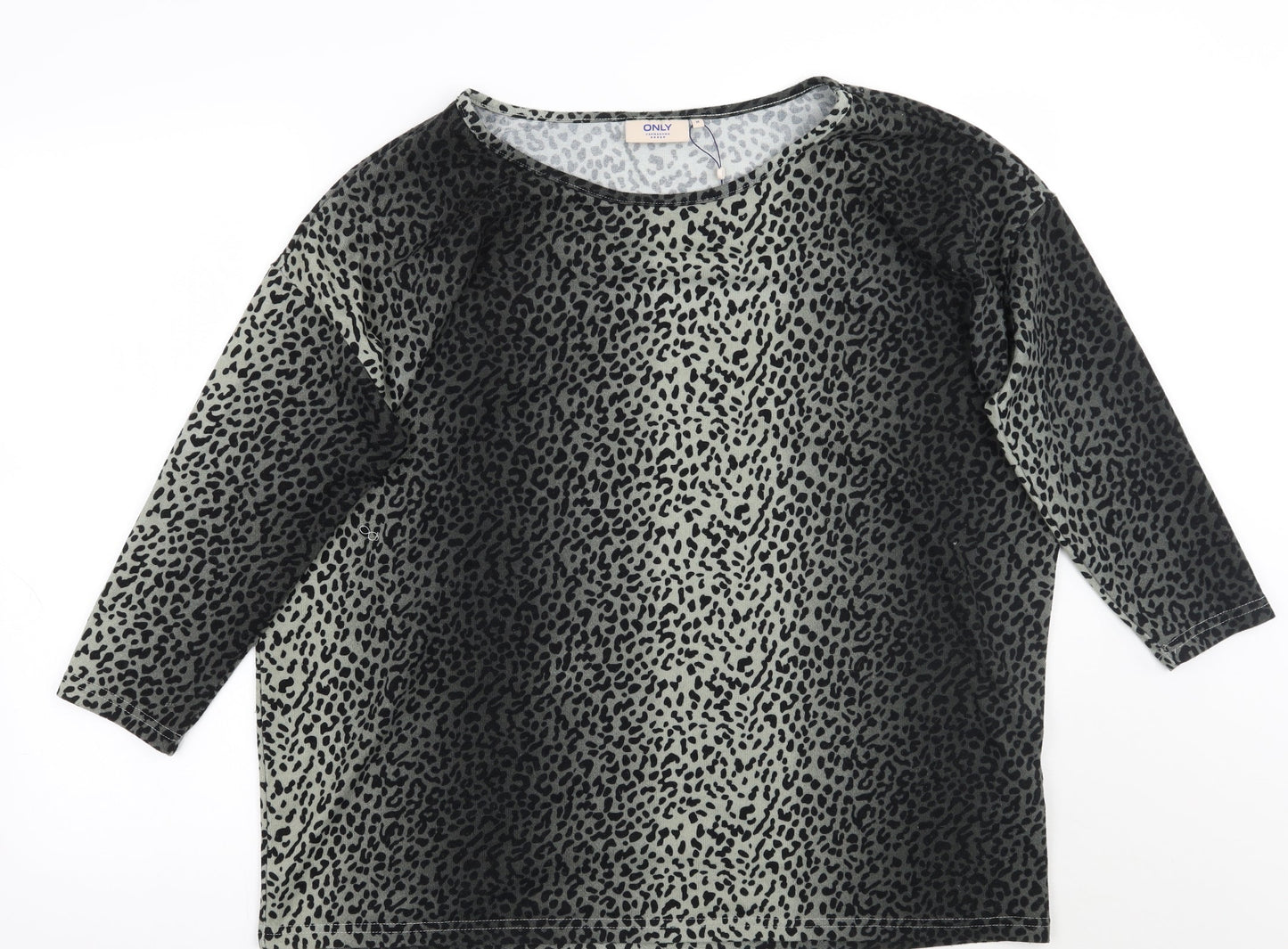 Only Womens Grey Animal Print  Pullover Jumper Size M