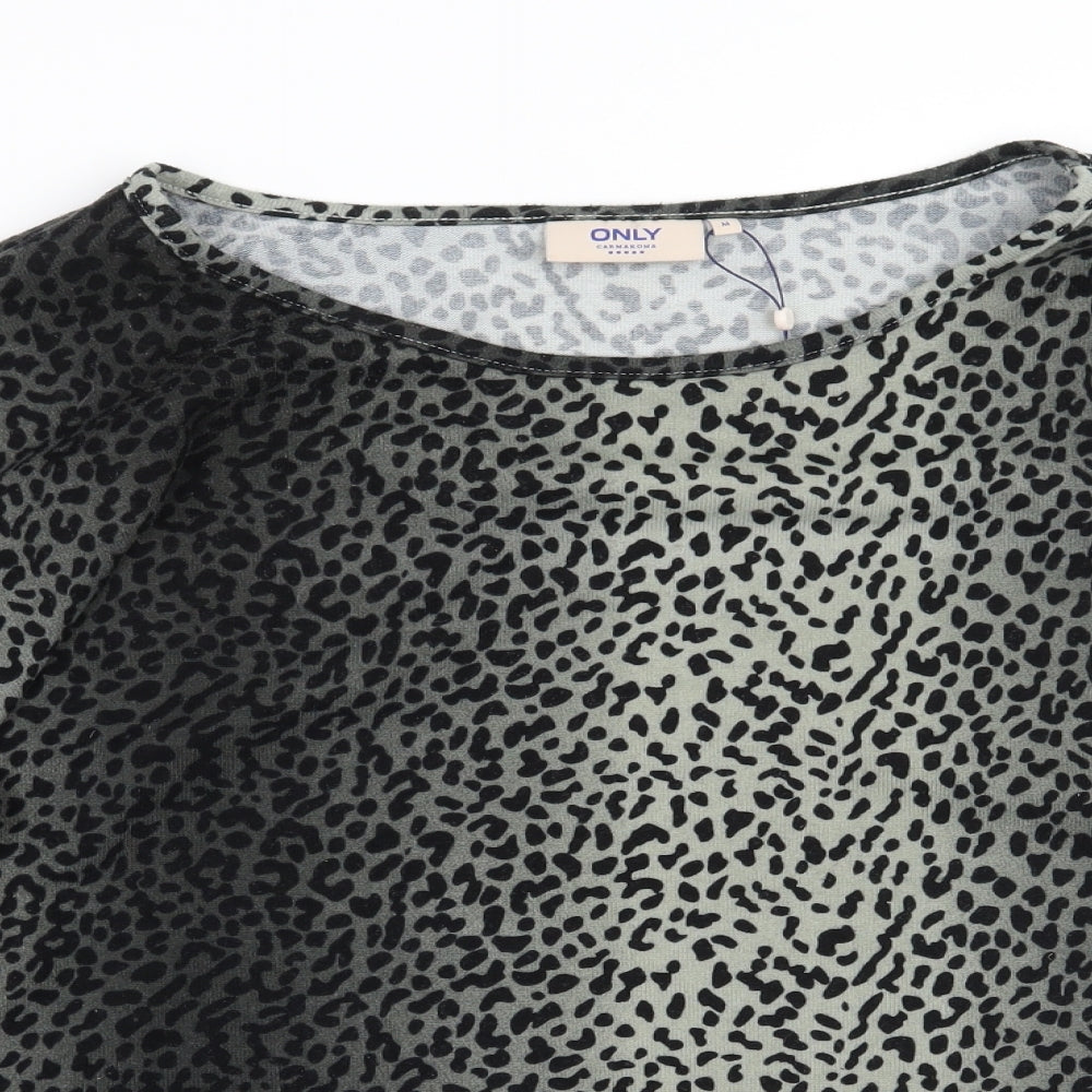 Only Womens Grey Animal Print  Pullover Jumper Size M