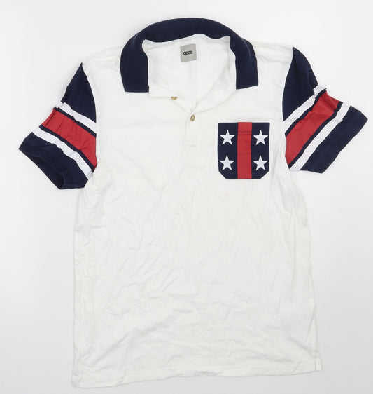 ASOS Mens White Striped   Polo Size S