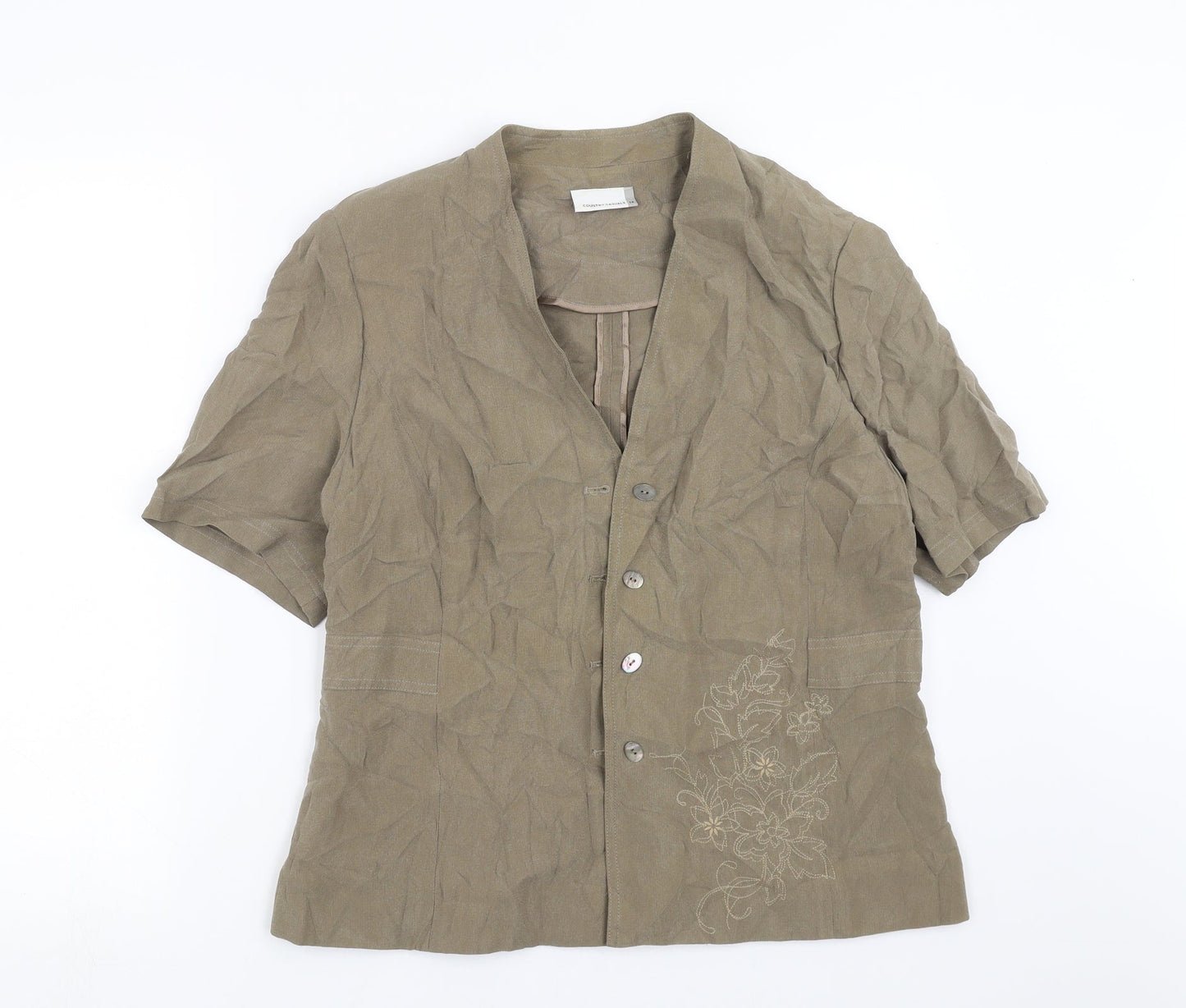 Country Casuals Womens Green   Jacket  Size 10  - Floral embroidery