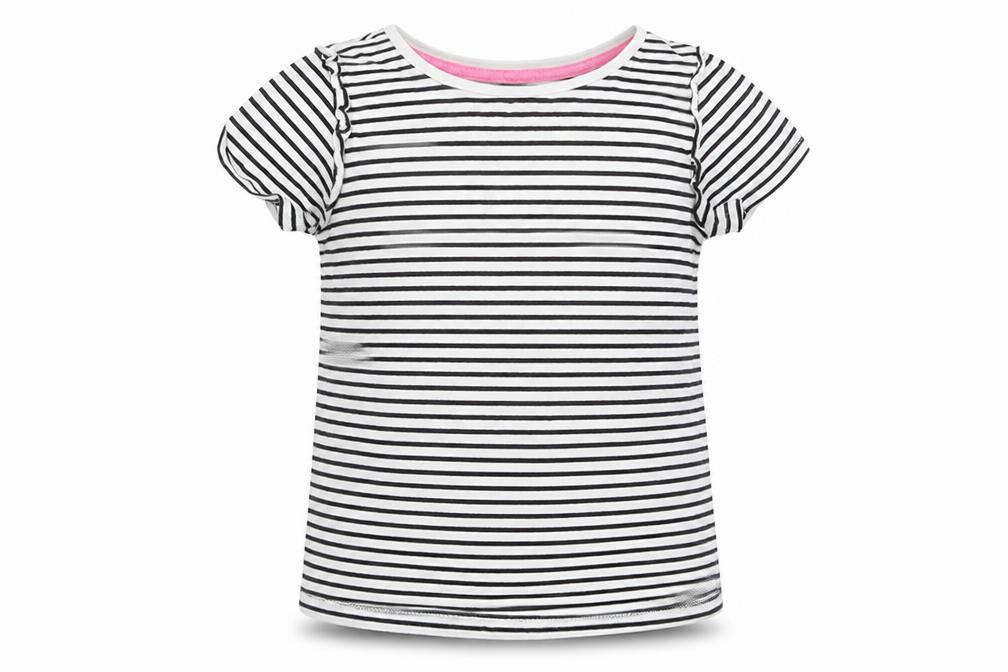 TU Girls Black Striped  Basic T-Shirt Size 5-6 Years