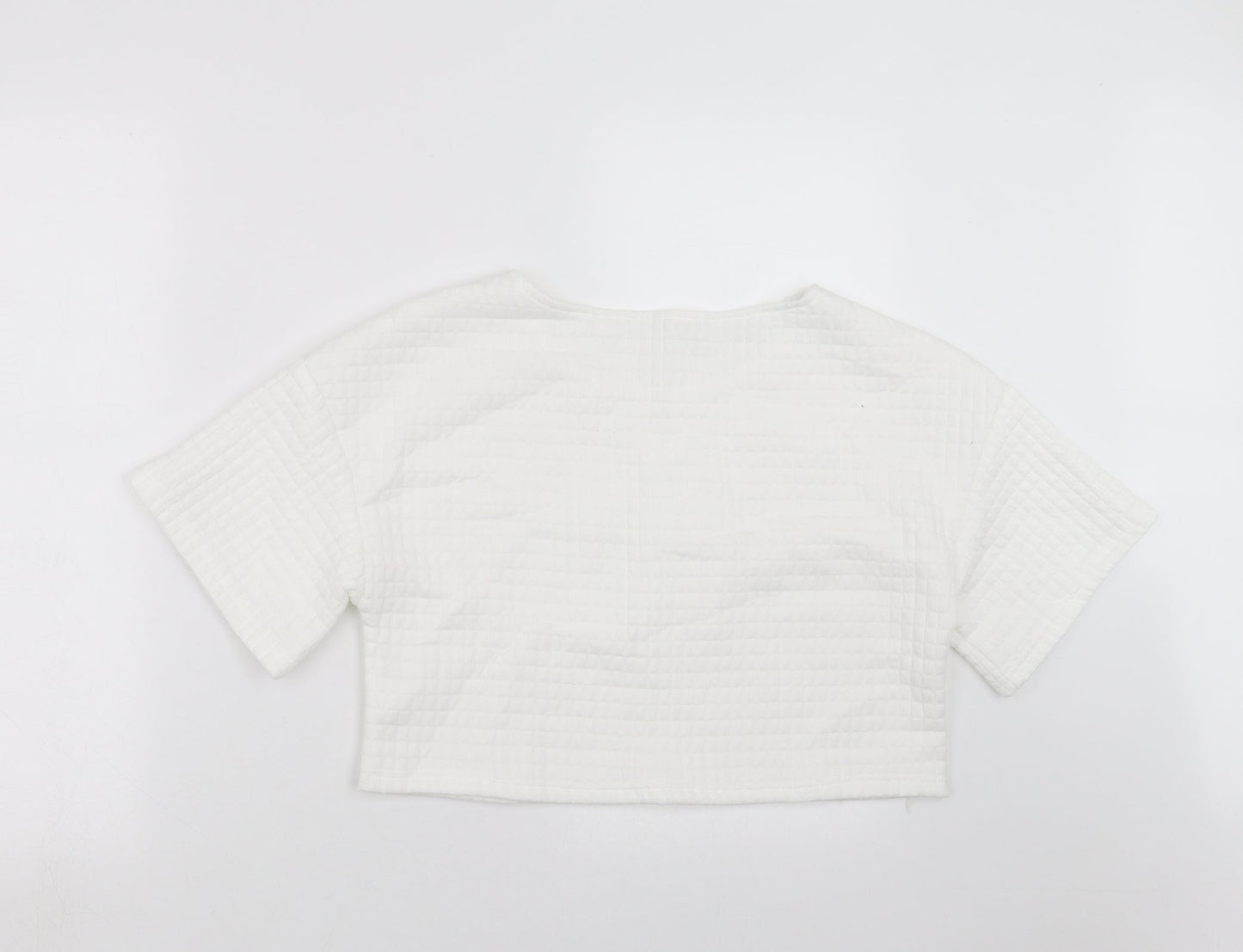 Preworn Womens White Check  Pullover Jumper Size S  - cropped