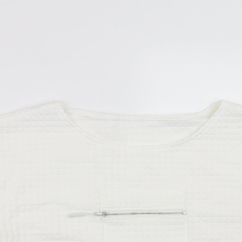 Preworn Womens White Check  Pullover Jumper Size S  - cropped