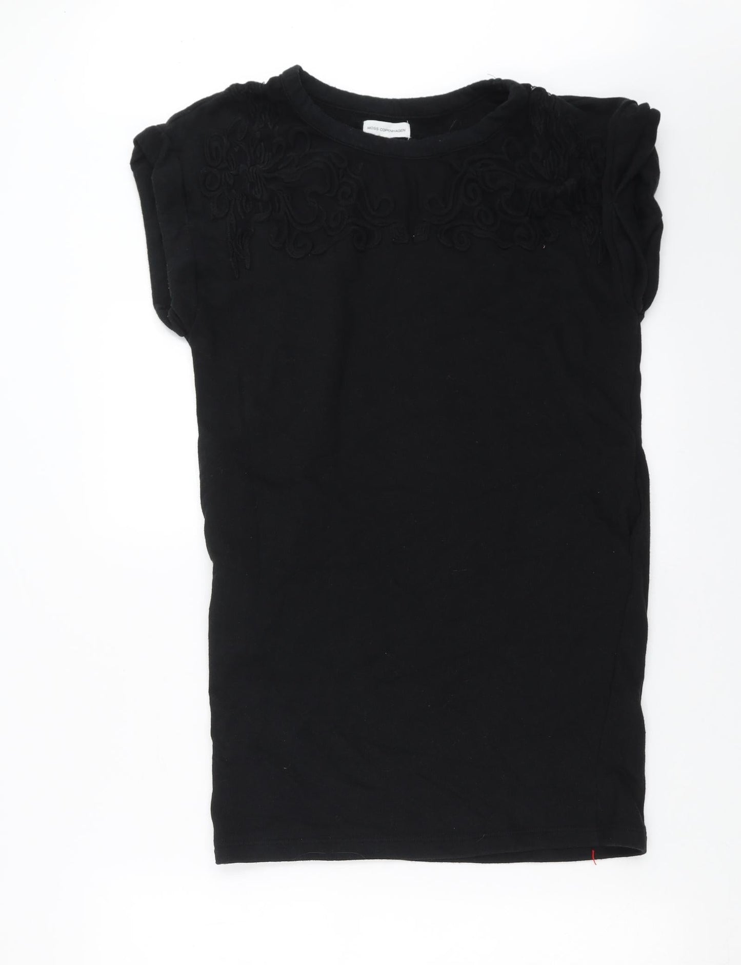 Moss Copenhagen Womens Black   Pullover Sweatshirt Size S  - Embroidered detail