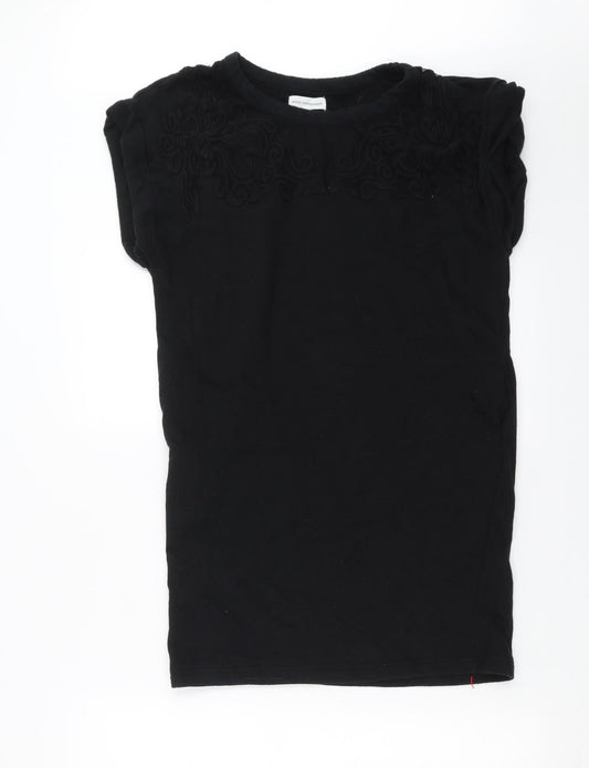 Moss Copenhagen Womens Black   Pullover Sweatshirt Size S  - Embroidered detail