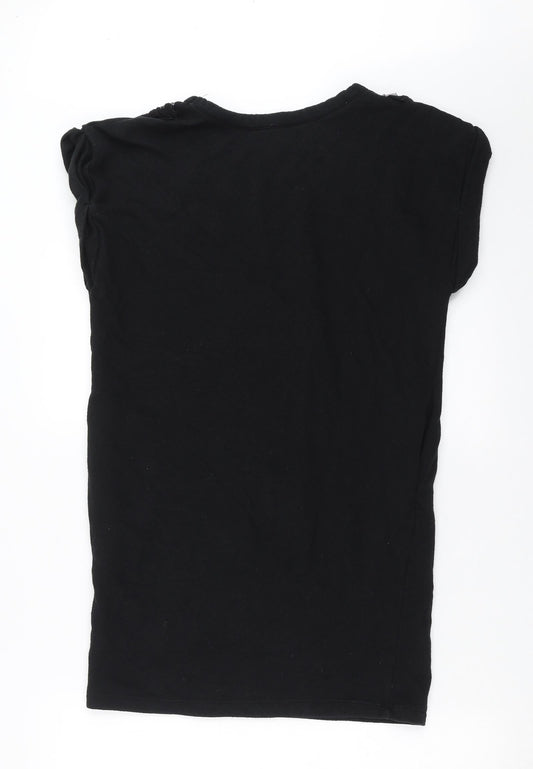 Moss Copenhagen Womens Black   Pullover Sweatshirt Size S  - Embroidered detail