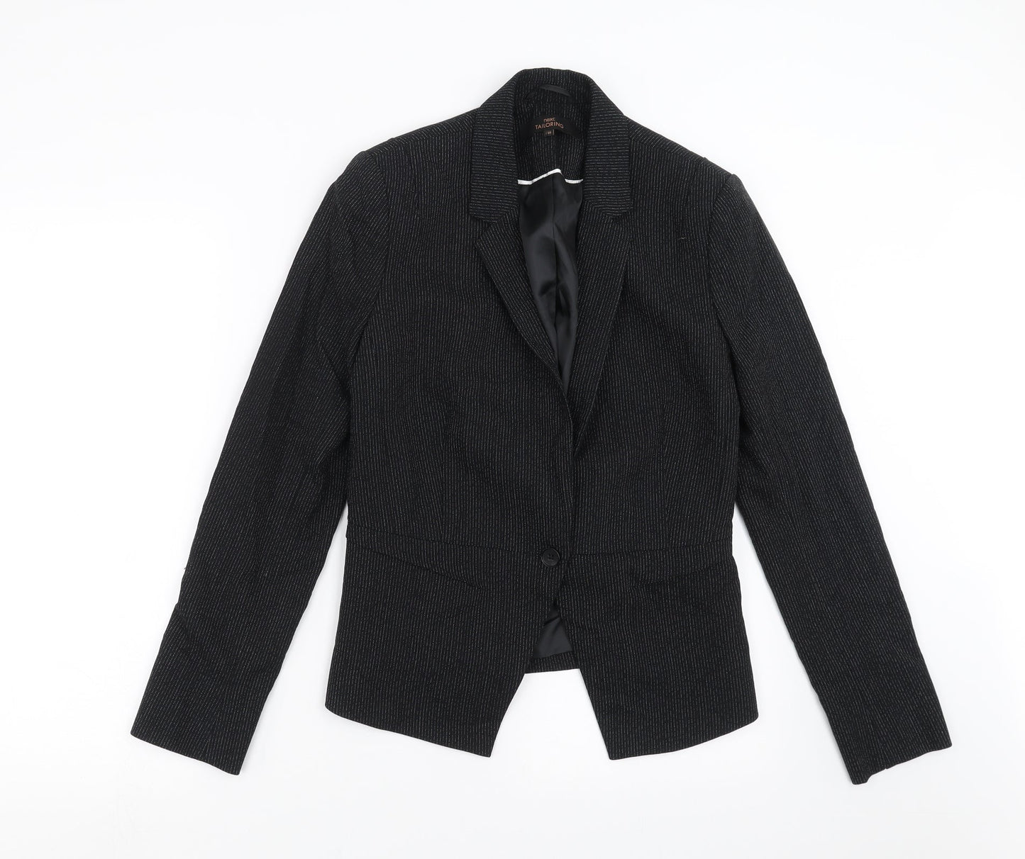 NEXT Womens Black Striped  Jacket Suit Jacket Size 12
