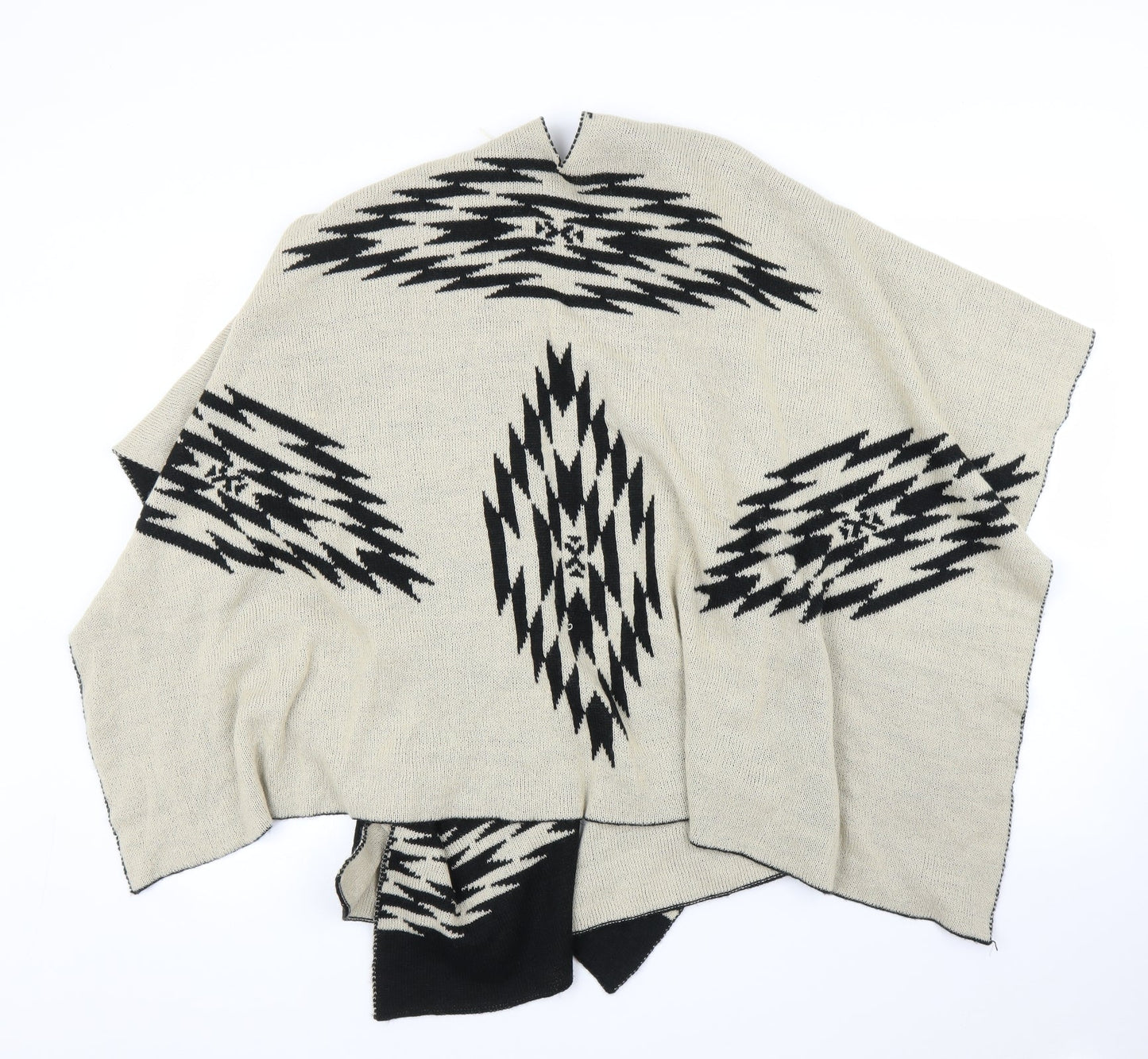 Preworn Womens Beige Geometric  Cape Jumper One Size
