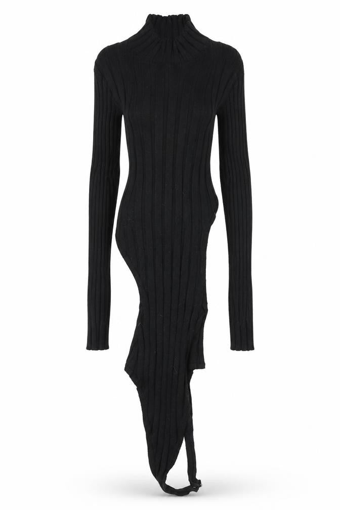 Front view of Missguided women’s black leotard one-piece, size UK 8