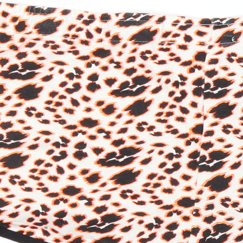Primark Womens Orange Animal Print  Cut-Off Shorts Size M - Leopard print