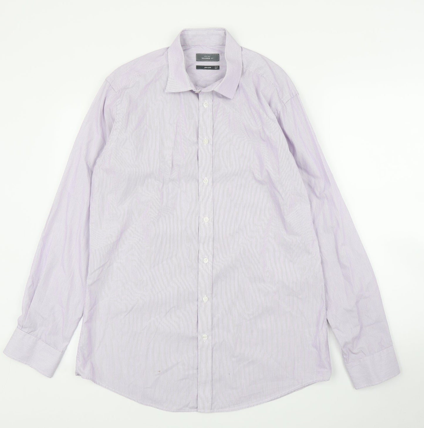 John Lewis Mens Purple Striped   Button-Up Size 16
