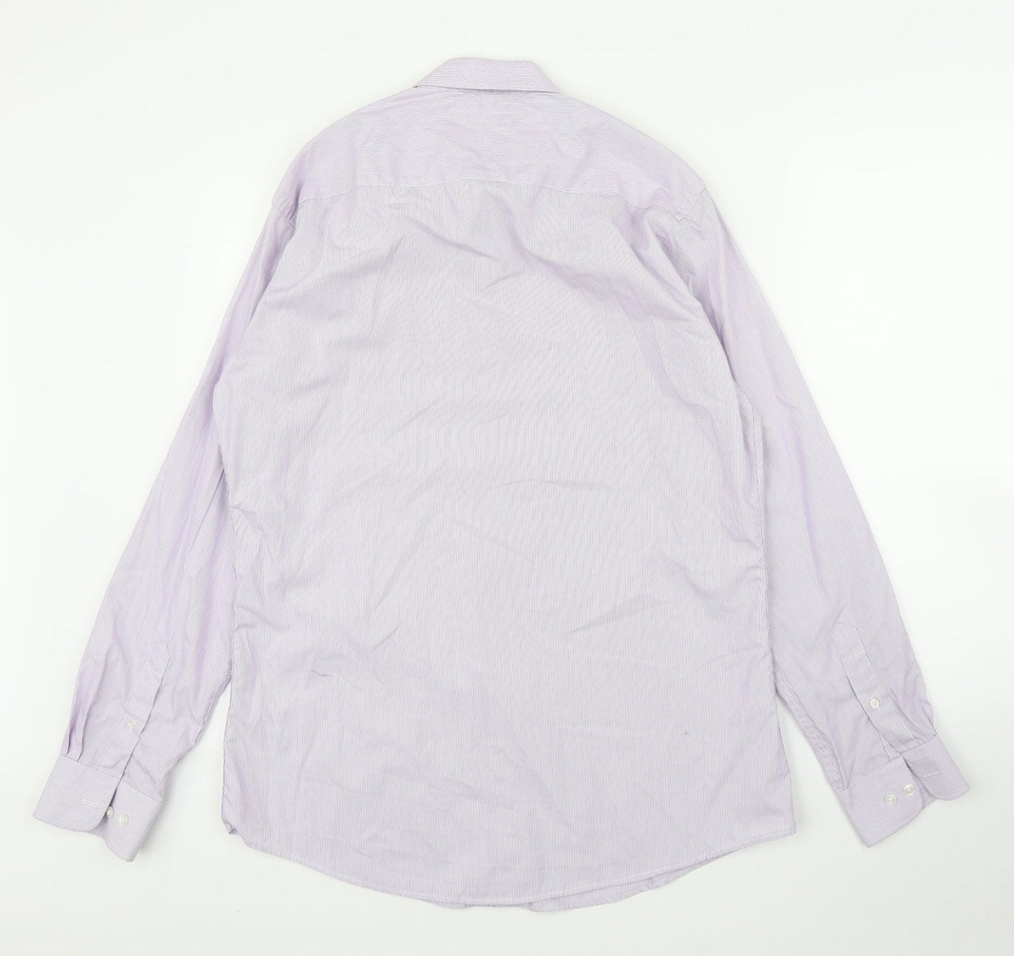 John Lewis Mens Purple Striped   Button-Up Size 16