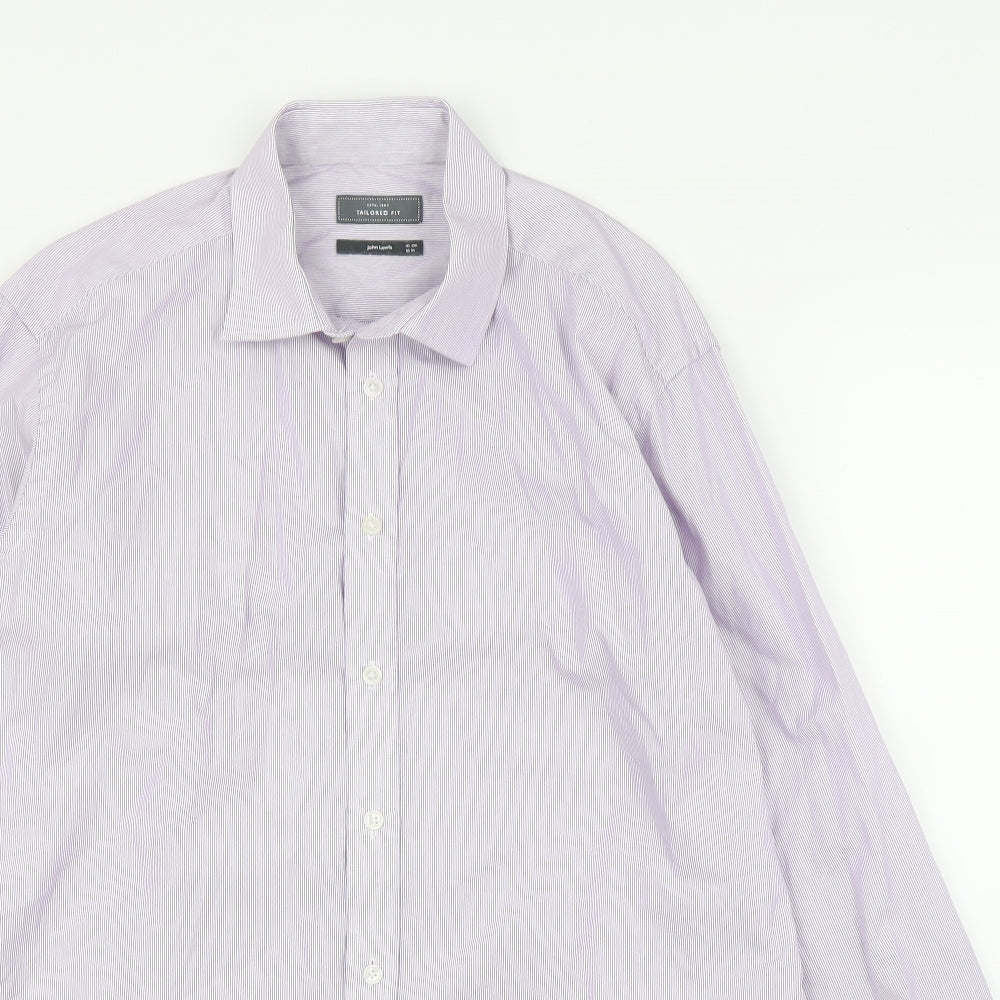John Lewis Mens Purple Striped   Button-Up Size 16