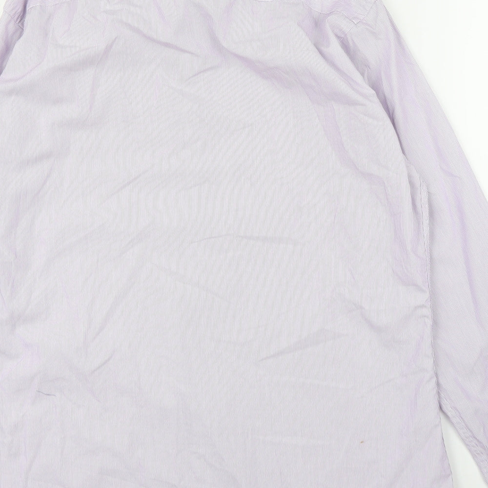 John Lewis Mens Purple Striped   Button-Up Size 16
