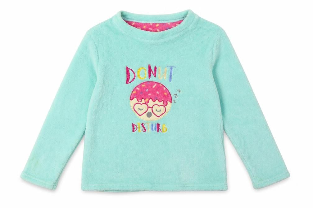 b&m Girls Pink Polka Dot Fleece  Pyjama Set Size 10-11 Years