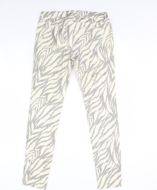 Amisu Womens Ivory Animal Print Denim Skinny Jeans Size 8 L30 in