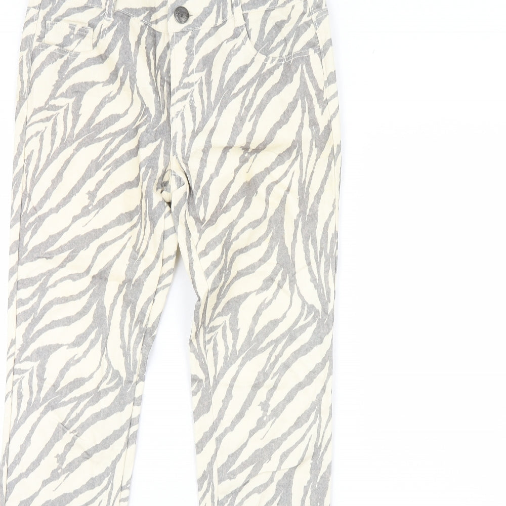 Amisu Womens Ivory Animal Print Denim Skinny Jeans Size 8 L30 in