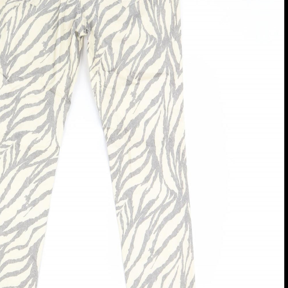 Amisu Womens Ivory Animal Print Denim Skinny Jeans Size 8 L30 in