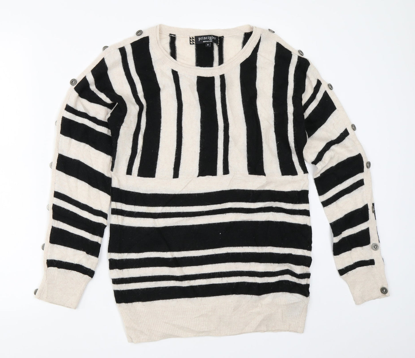 Principles Womens Beige Striped  Pullover Jumper Size 8