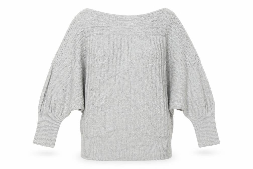 Front view of Miss Selfridge women’s grey jumper, size UK 10
