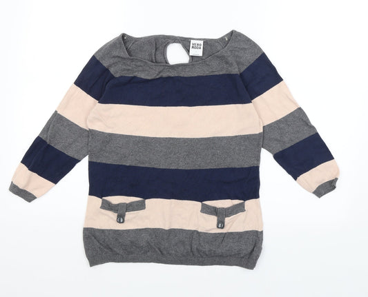 VERO MODA Womens Grey Striped  Basic T-Shirt Size S
