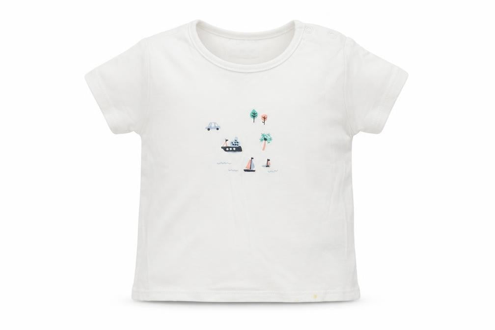 Front view of Next boys’ white geometric basic t-shirt, size 3-6, months