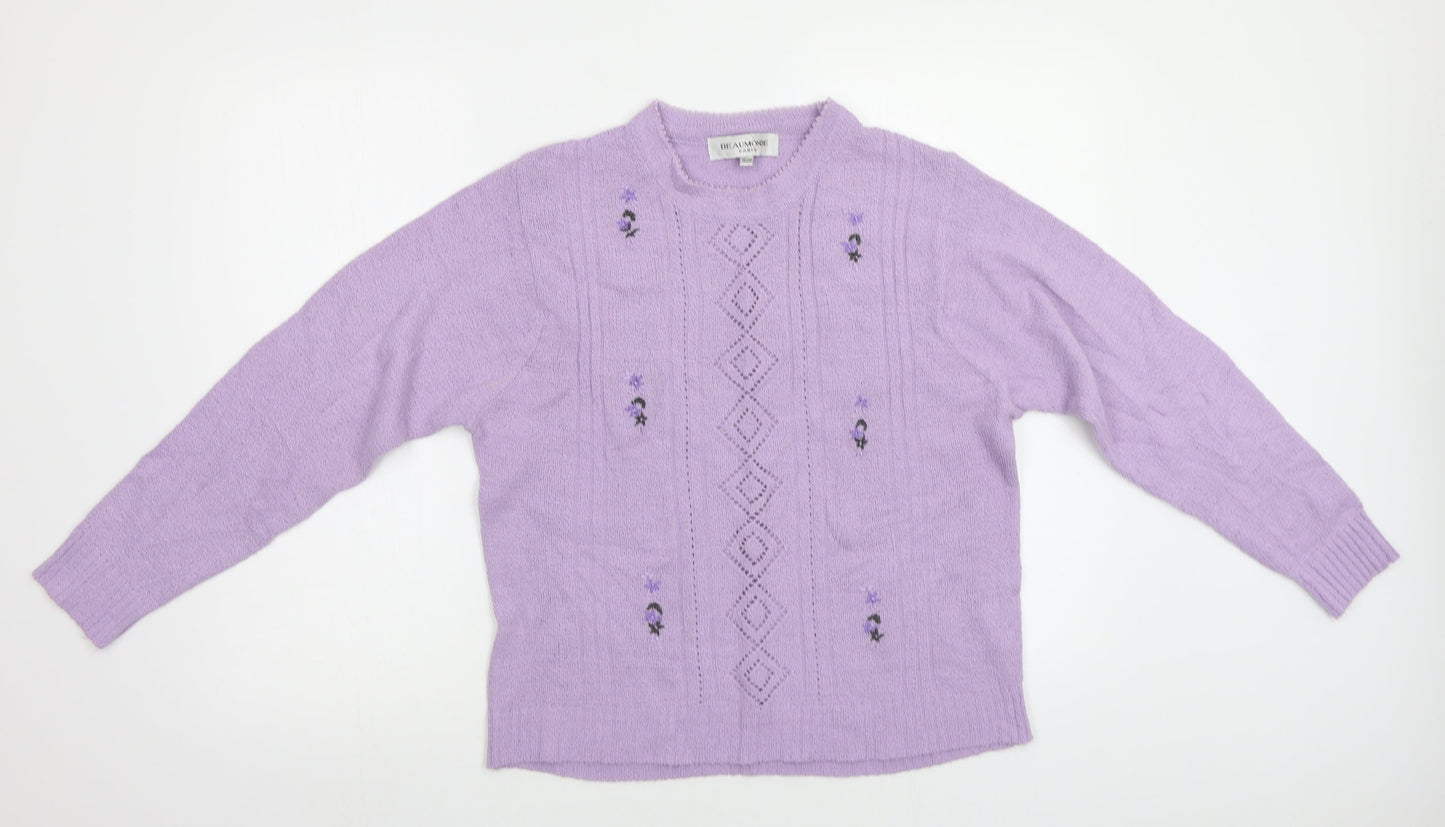 Beaumonde Womens Purple Floral  Pullover Jumper Size 18