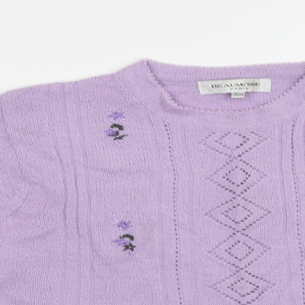 Beaumonde Womens Purple Floral  Pullover Jumper Size 18