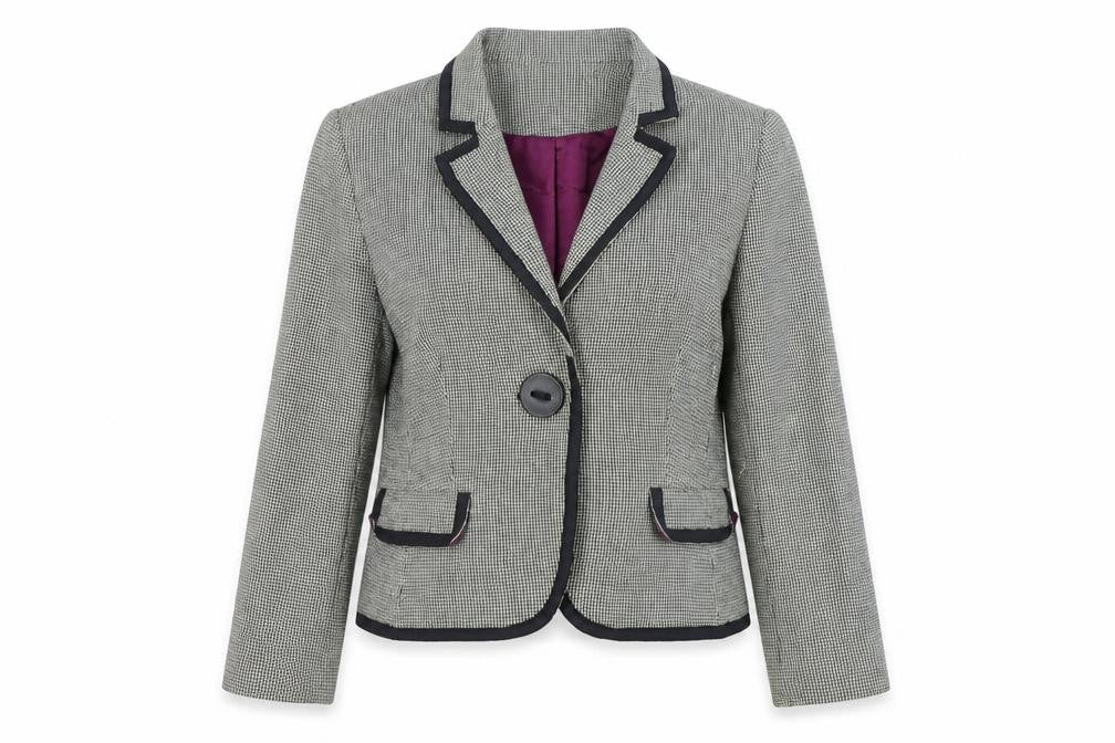Front view of Papaya women’s grey jacket blazer, size UK 12