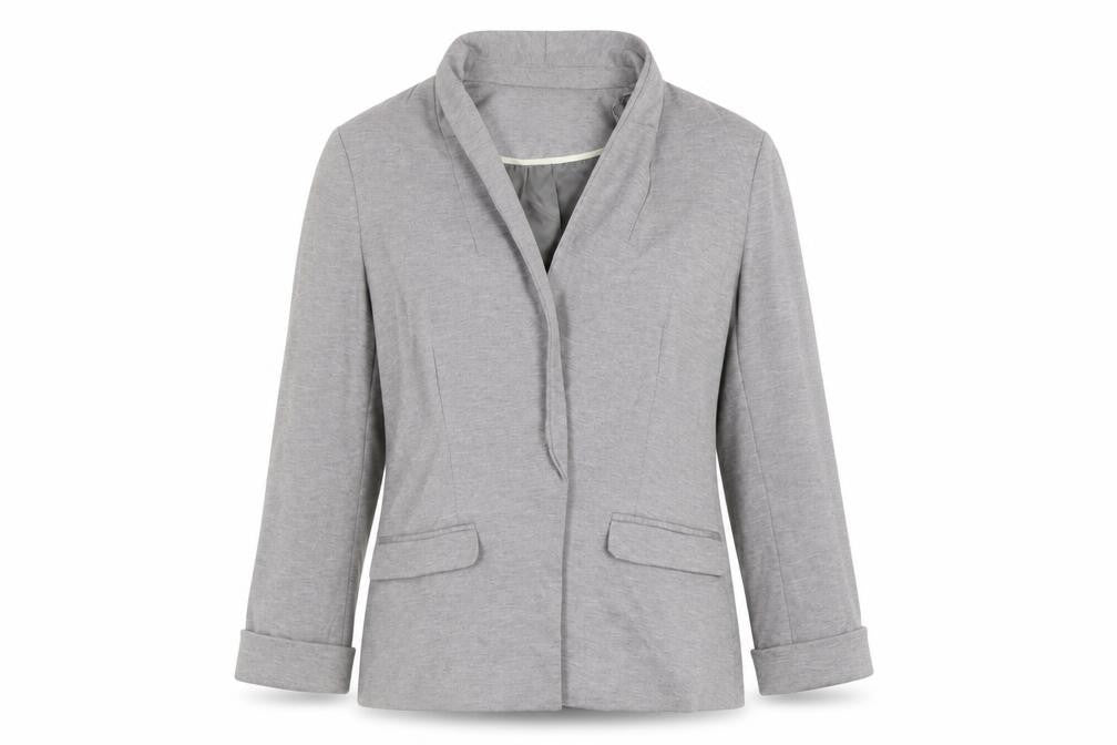 Front view of Miss Selfridge women’s grey jacket blazer, size UK 12