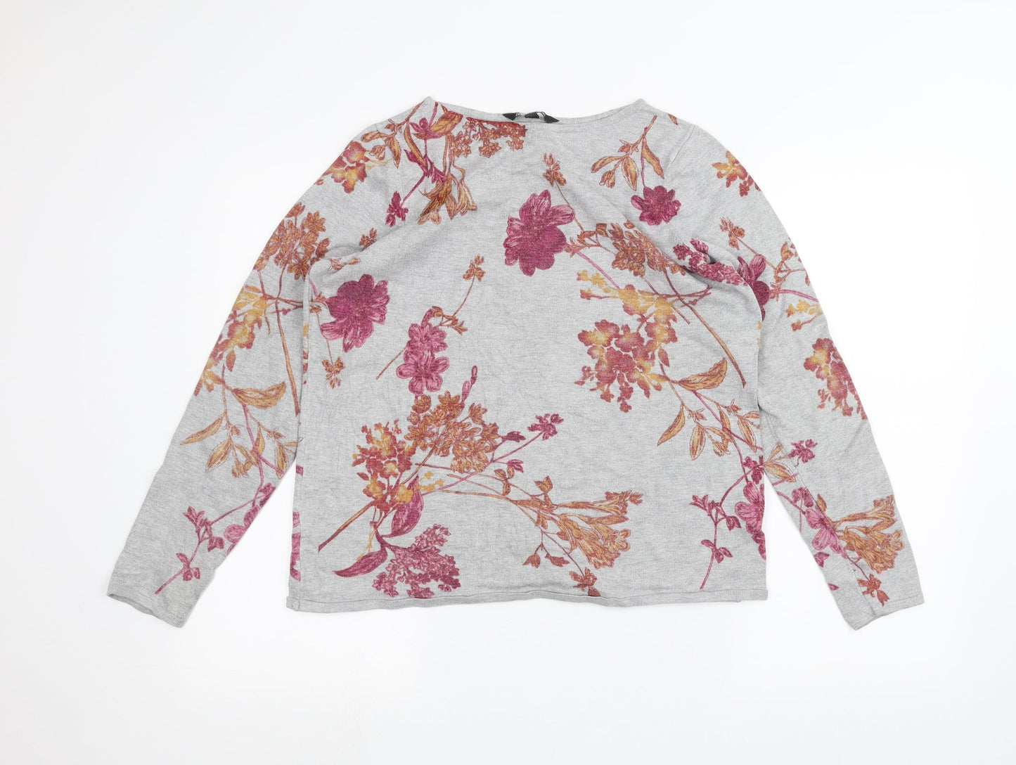 Bonmarché Womens Grey Floral  Pullover Jumper Size 14
