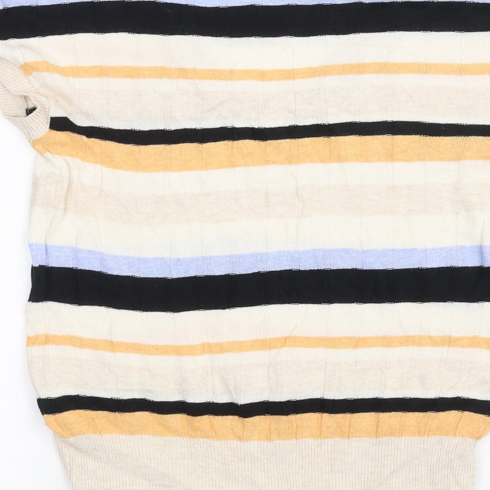 Marks and Spencer Womens White Striped  Basic T-Shirt Size S