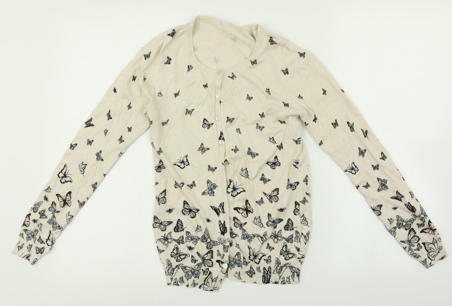 Preworn Womens Beige Animal Print  Cardigan Jumper