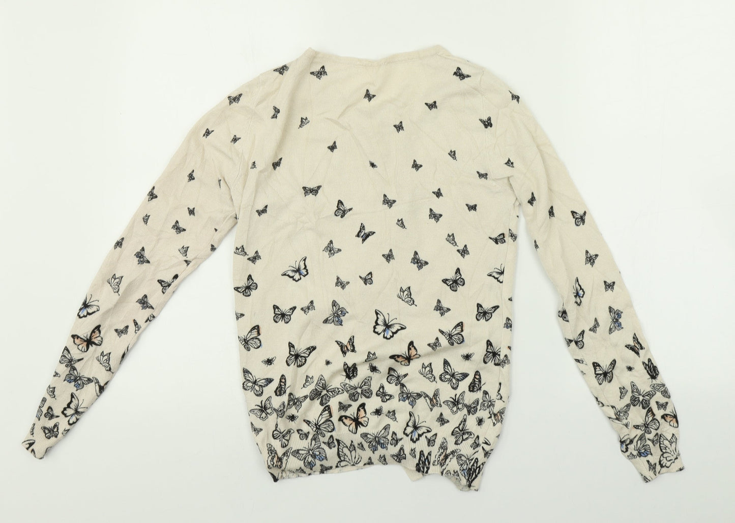 Preworn Womens Beige Animal Print  Cardigan Jumper