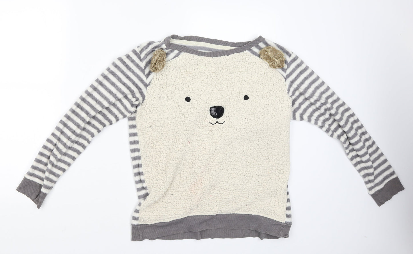 M&S Womens Grey Striped  Pullover Jumper Size 6  - Bear