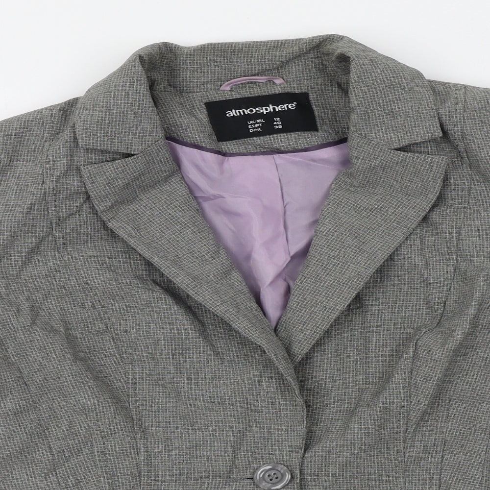 Atmosphere Womens Grey Check  Jacket Blazer Size 12