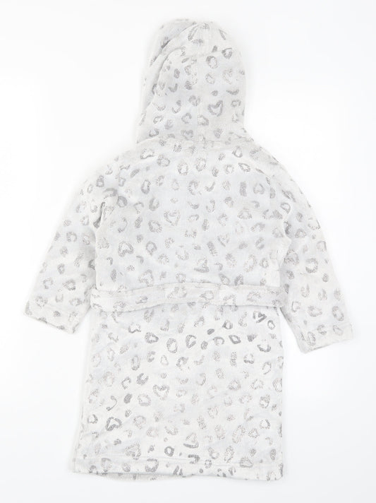 John Lewis Girls Grey Animal Print  Kimono Robe Size 5 Years