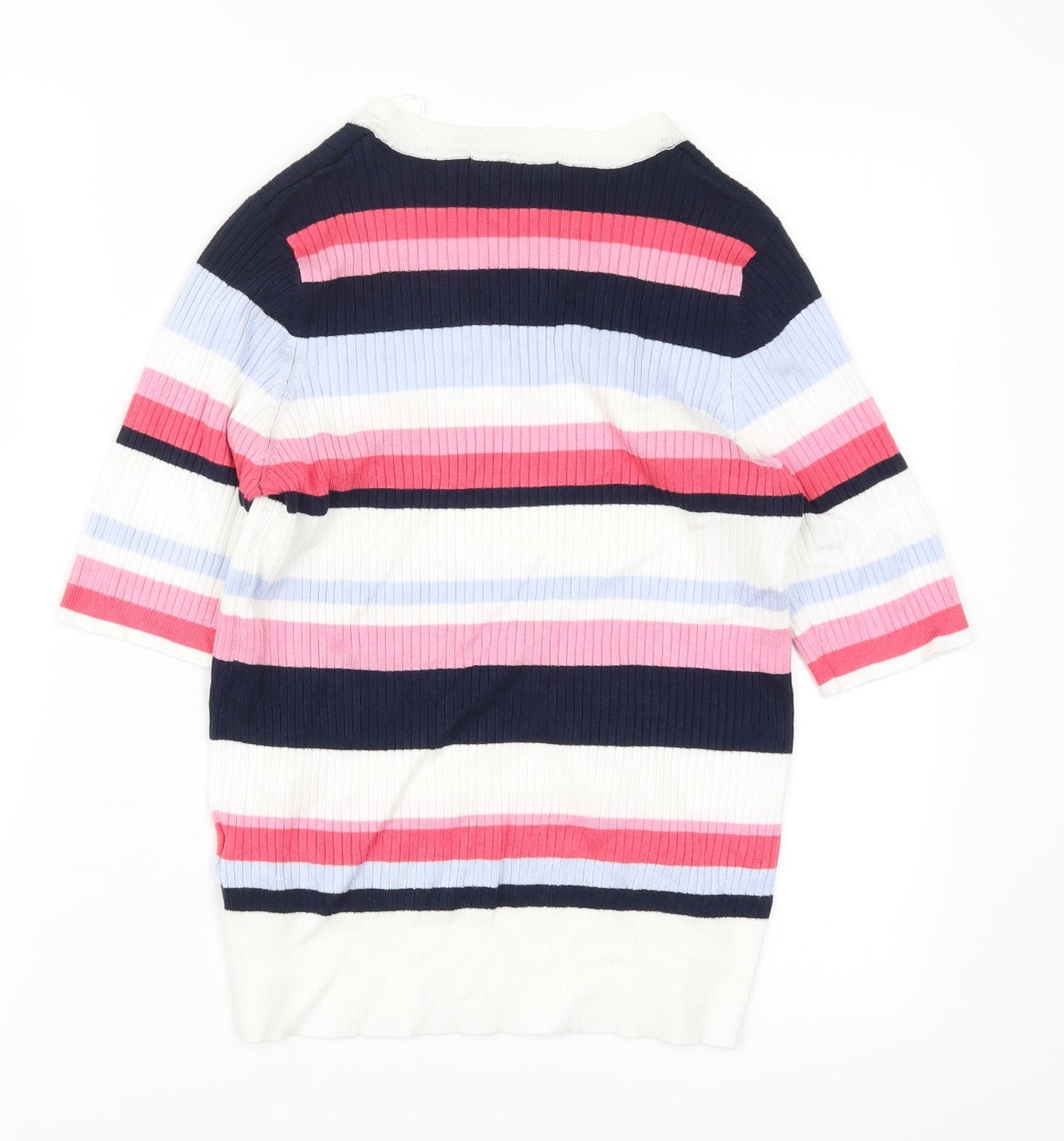 Marks and Spencer Womens Pink Striped Knit Pullover Jumper Size 16