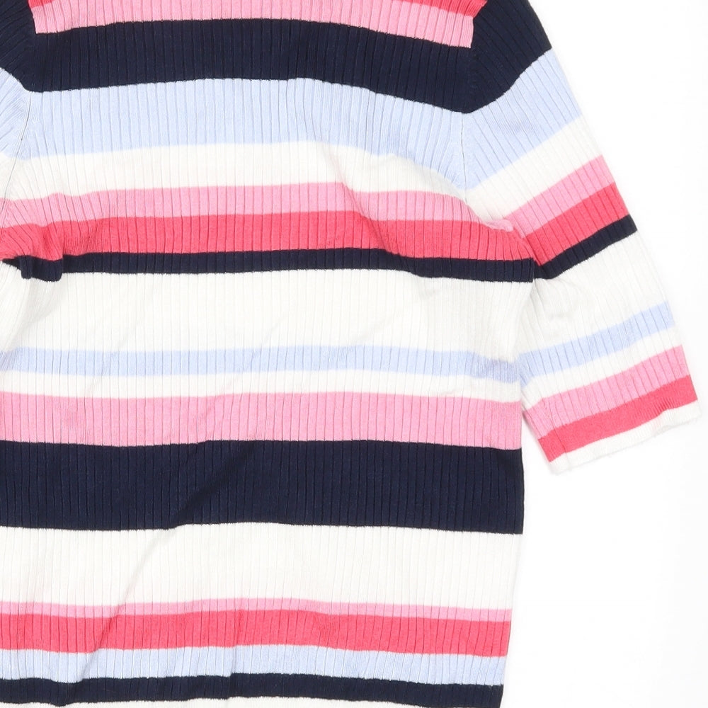 Marks and Spencer Womens Pink Striped Knit Pullover Jumper Size 16