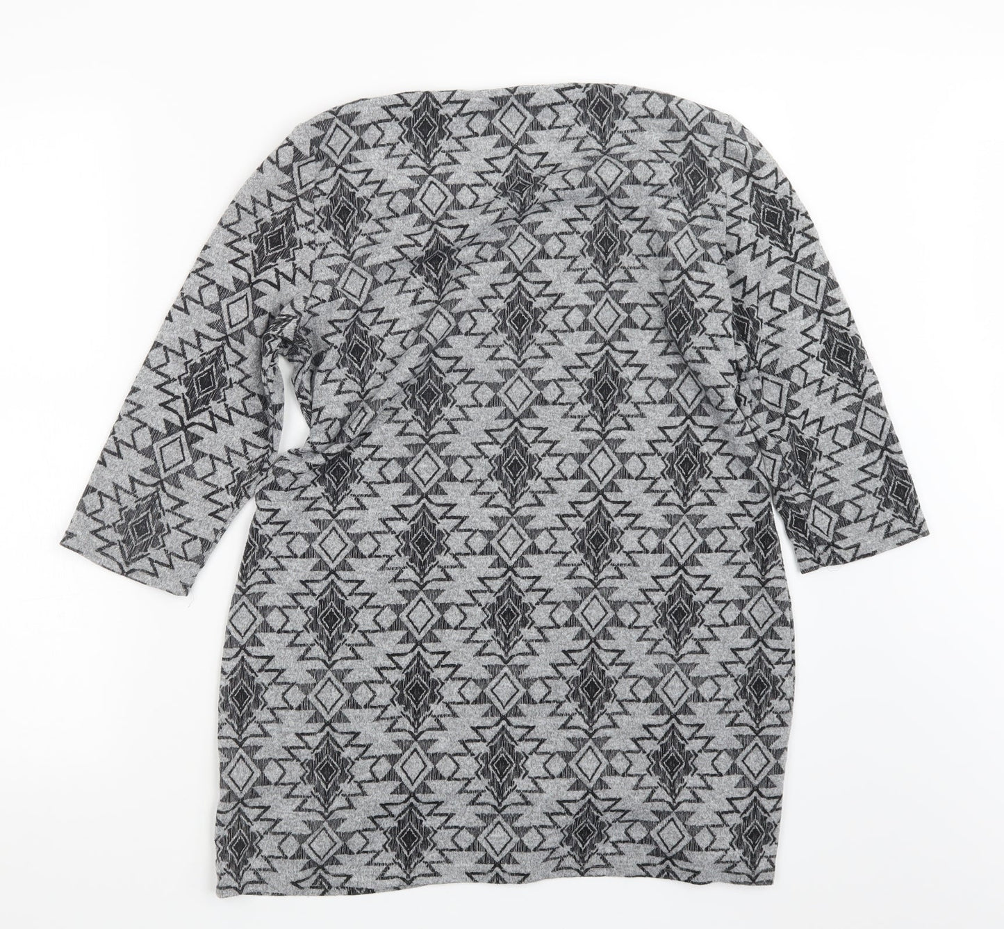 Marks and Spencer Womens Grey Geometric  Pullover Jumper Size 14