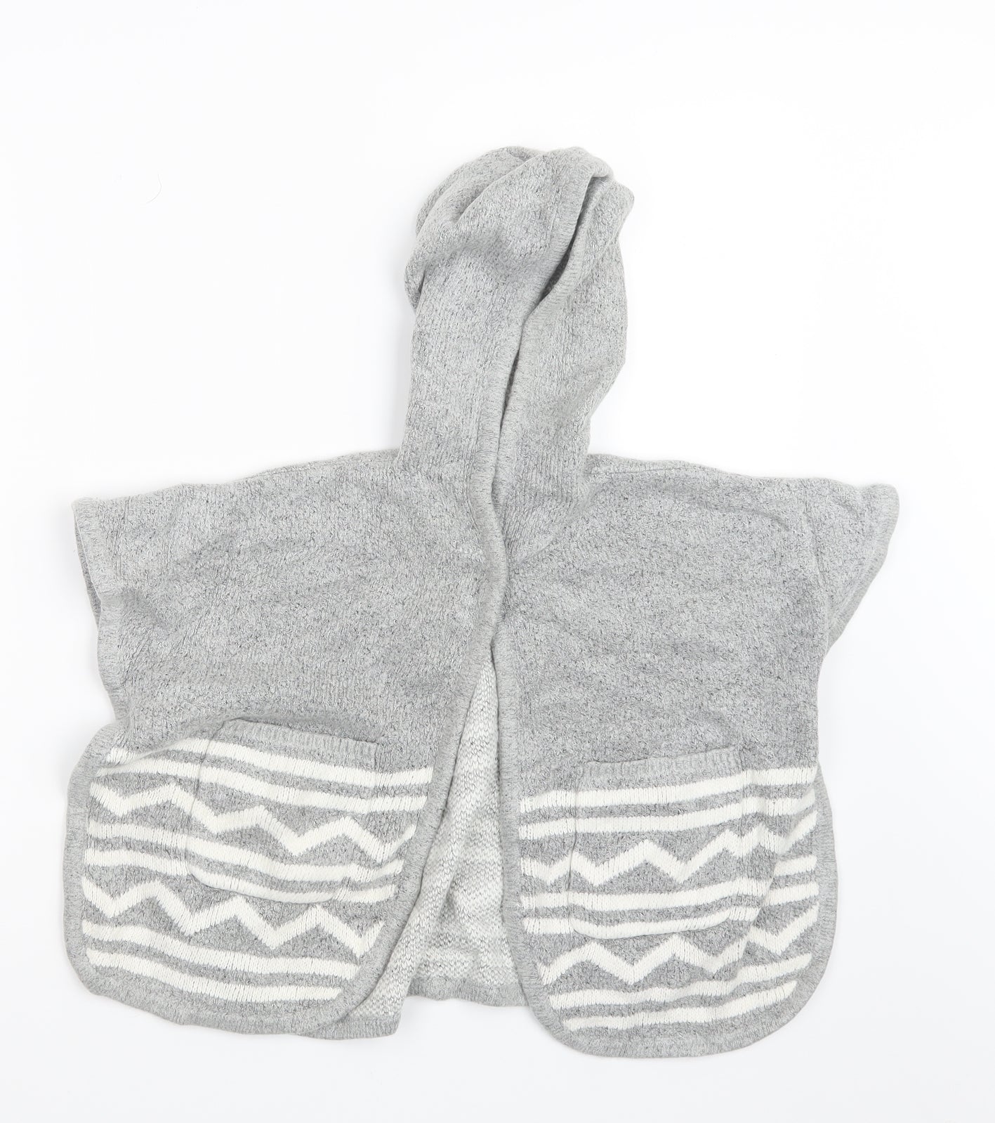 Preworn Girls Grey  Knit Cape Jumper Size 5-6 Years