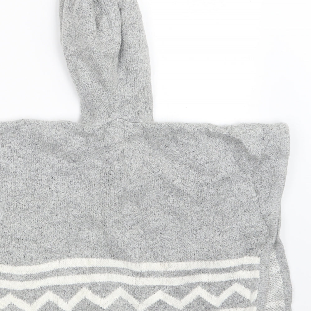 Preworn Girls Grey  Knit Cape Jumper Size 5-6 Years