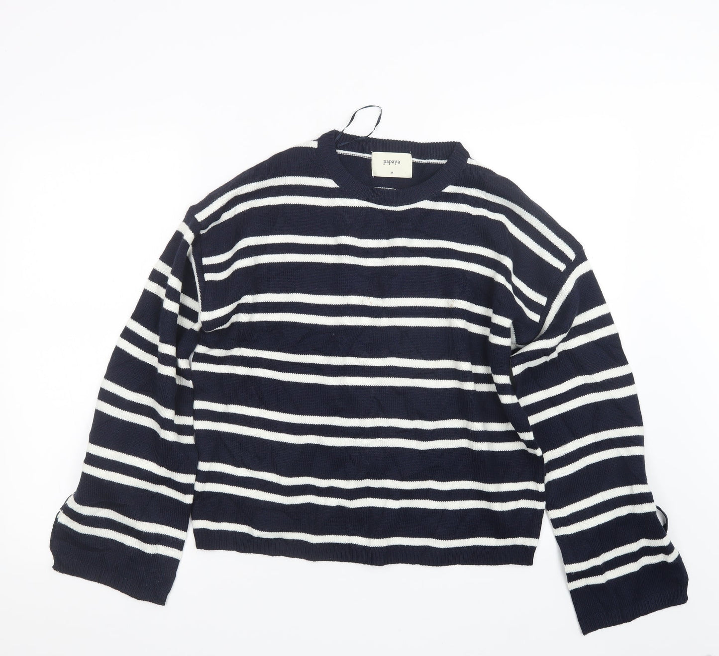 Papaya Womens Blue Striped Knit Pullover Jumper Size M