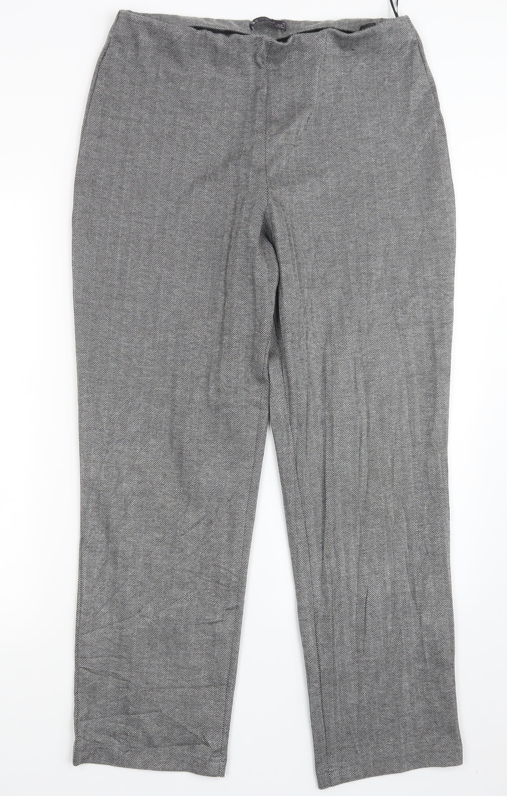Marks and Spencer Womens Black Geometric  Trousers  Size 14 L29 in